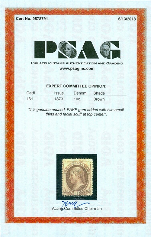 US Stamps #157A Double Paper Used PF Cert LOT #80083